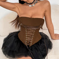 New Designer Hot Girl Boned Lace-Up Bustier Top